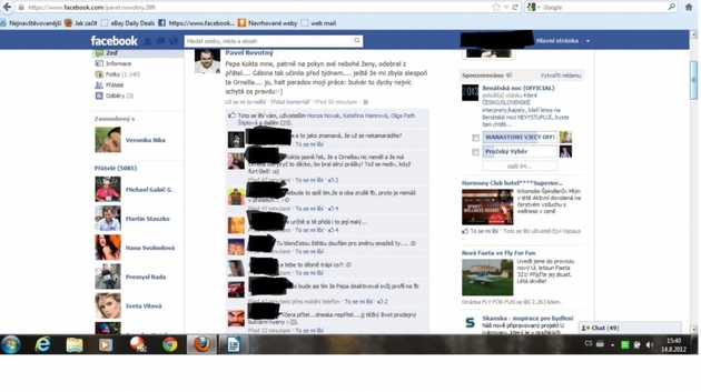 Profil Pavla Novotného na sociální síti Facebook.