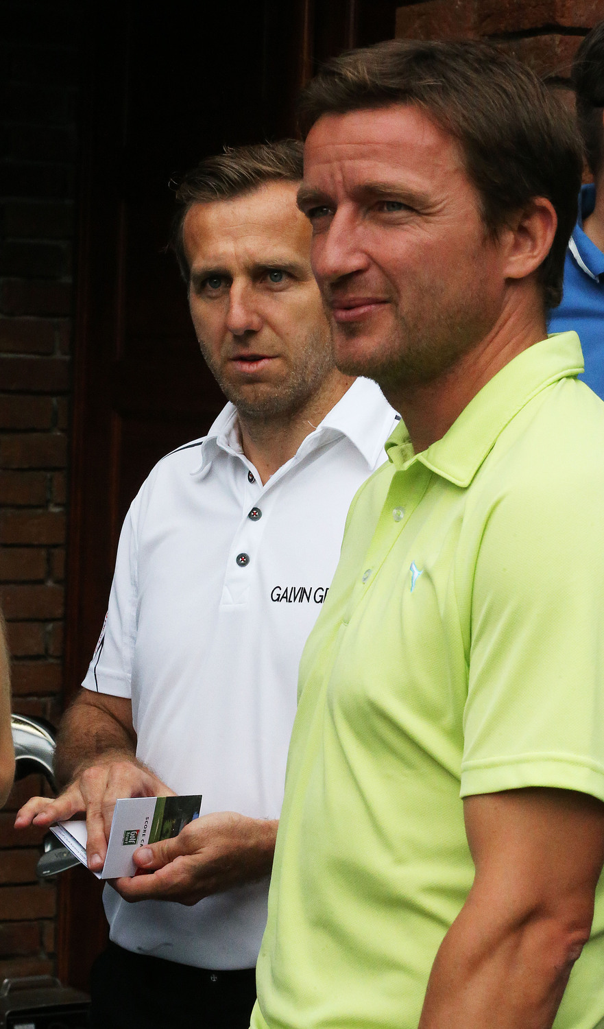 Karel Poborský s Vláďou Šmicrem na golfu.