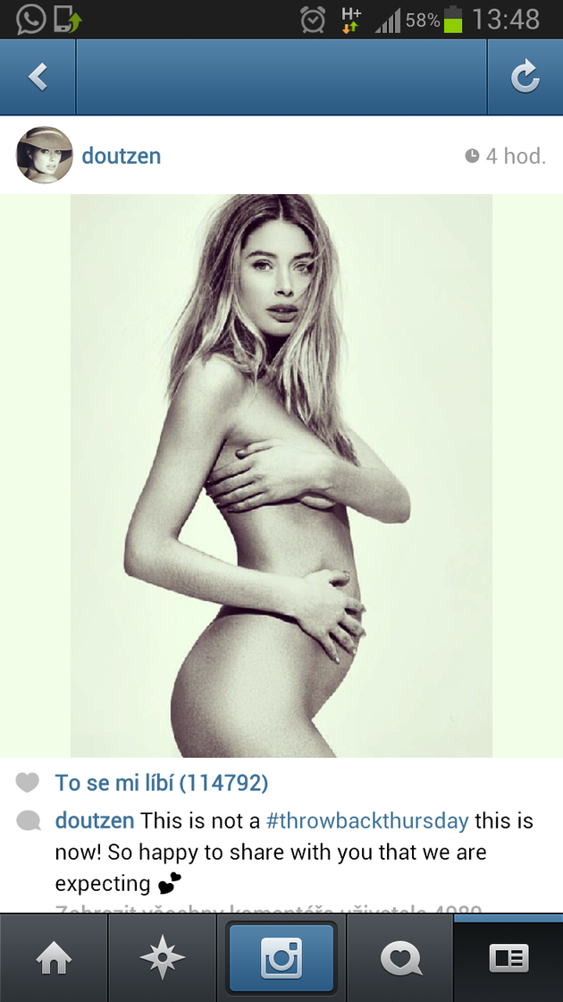 Doutzen oznámila těhotenství na Instagramu.