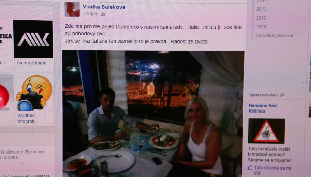 Facebook Vlaďky Sulekové. 