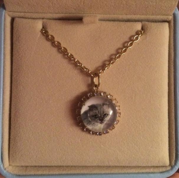 Hvězda se rovněž pochlubila jedním dárkem – krásným náhrdelníkem s obrázkem kočičky, který dostala od své kamarádky Pal Dunhamové.