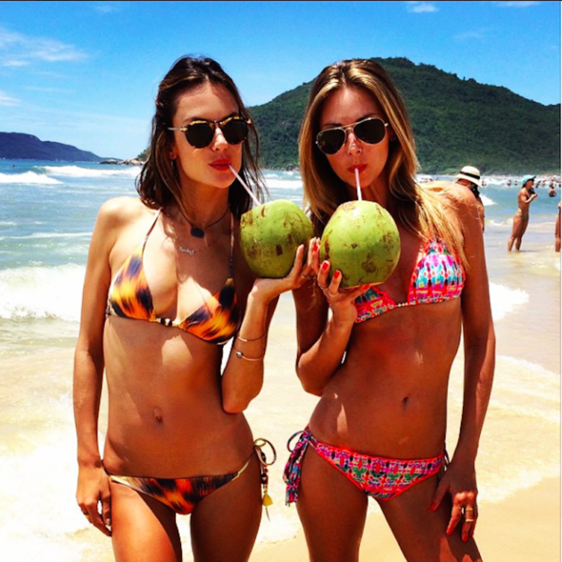 S kamarádkou modelkou Ludi Delfino si užívali pláž.