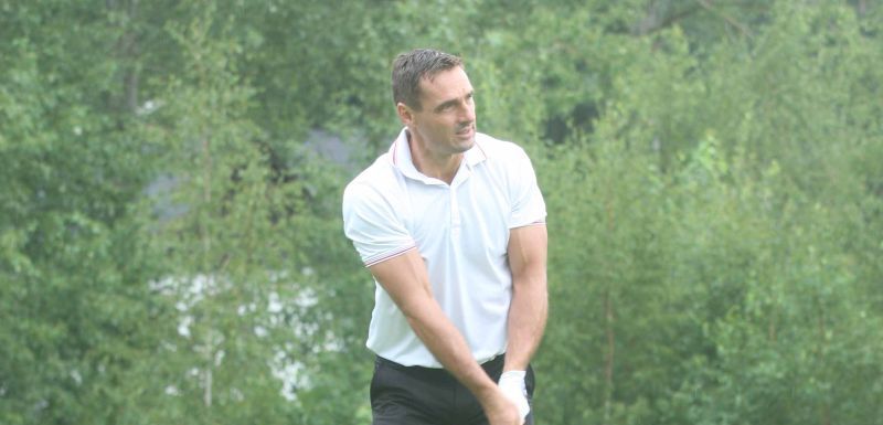 Roman Šebrle na golfovém hřišti docela válel. 