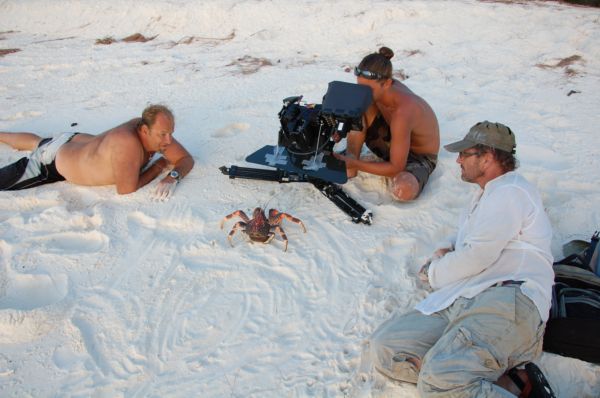 Vypadá to jako relax v písku, ve skutečnosti však Steve Lichtag režíruje kraba.