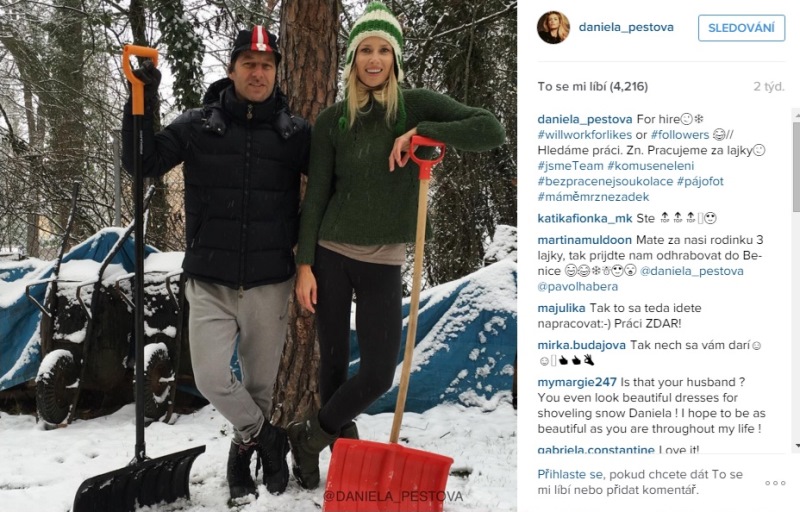 S manželem Pavlem Haberou se nedávno pustili i do úklidu sněhu.