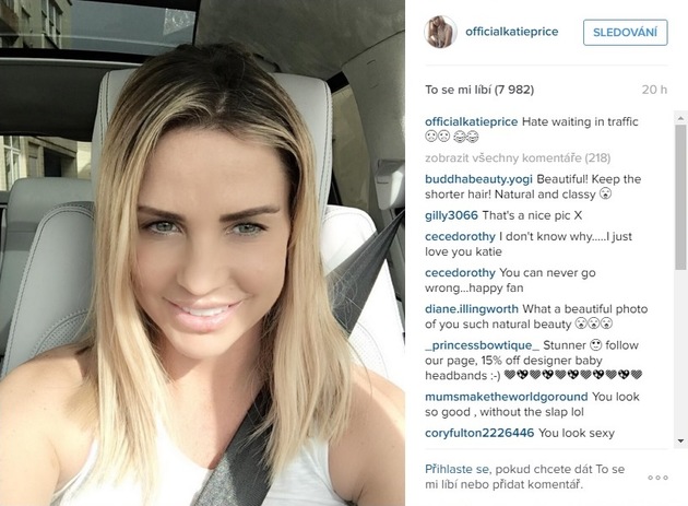 Přirozený vzhled Katie Price ocenili i její fanoušci na Instagramu.