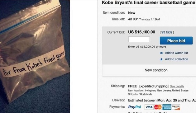 Geniální byznys - igelitka se vzduchem. Na obrázku z posledního zápasu Kobeho Bryanta, v Německu ale byznys frčí také na plné obrátky.