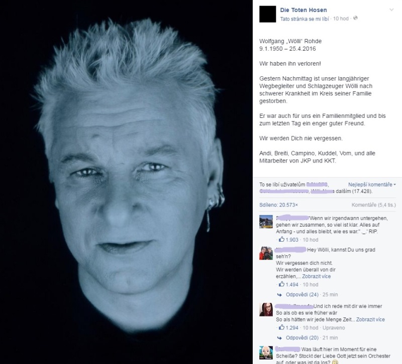 Dnes v noci vyvěsila kapela Die Toten Hosen na Facebook oficiální prohlášení.