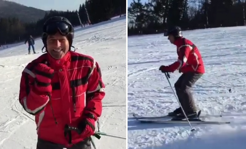Při lyžování Haberu natáčel nejlepší kamarád Ivan Muriňák.