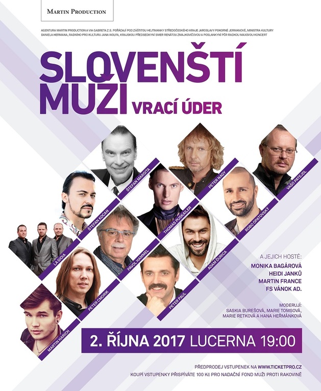 Megakoncert v pražské Lucerně proběhne 2. října 2017.