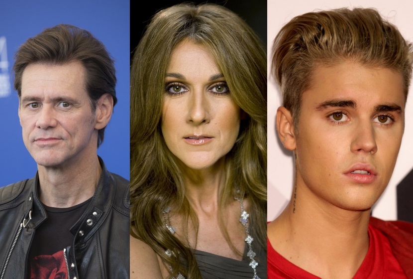 Jim Carrey, Céline Dion a Justin Bieber.