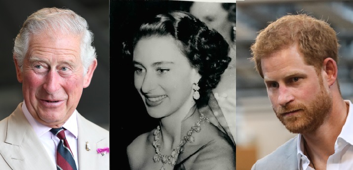 Princ Charles, princezna Margaret a princ Harry.