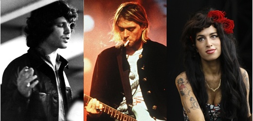 Jim Morrison, Kurt Cobain a Amy Winehouse.