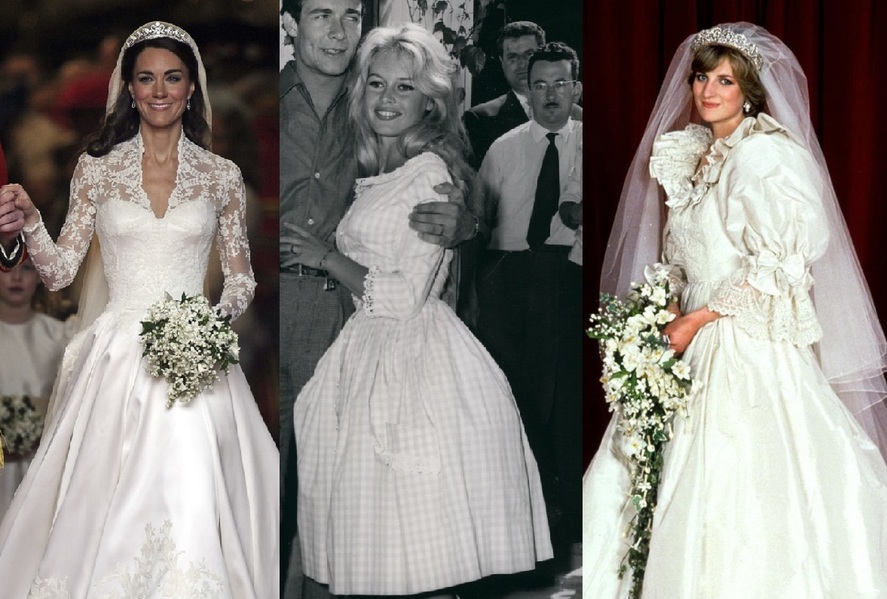 Výběr nejznámějších svatebních šatů v historii: Kdo se vdal v bikinách?
