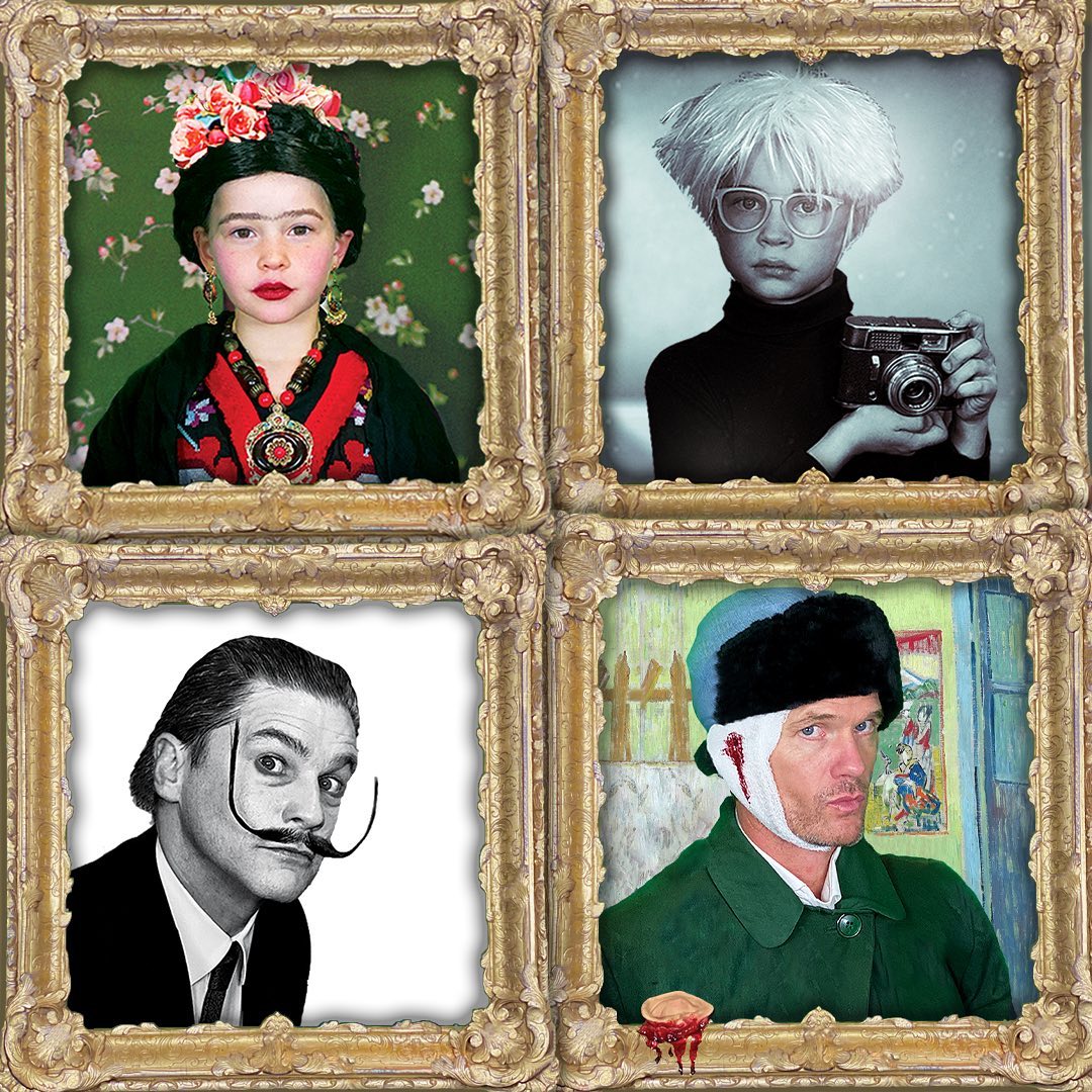 Neil Patrick Harris jako Frida Kahlo, Andy Warhol, Salvador Dalí a Vincent van Gogh.