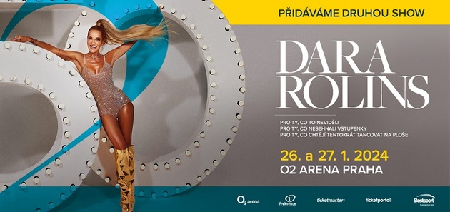 Po fenomenálním koncertu v loňském roce přichází popová diva Dara Rolins se dvěma koncerty, a to 26. a 27. ledna. První O2 arenu si Dara »nadělila« k oslavě svých 50. narozenin a vystoupení to bylo náležitě nablýskané, plné tance, odvážných kostýmů, sentimentu i hvězdných hostů. Tentokrát hostům slibuje, že přidá nejen na intenzitě, ale i že sestoupí z pódia mezi hosty a zatančí si s nimi.