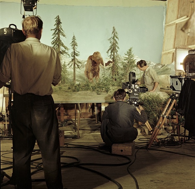 Natáčení cesty do pravěku. 